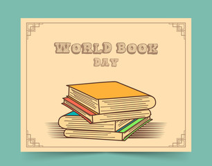 World book day with stack of books