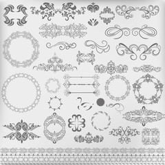 vector set of design border elements on grunge background. Suitable for printing and design