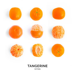 Seamless pattern with tangerine. Tropical abstract background. Tangerine on the white background.