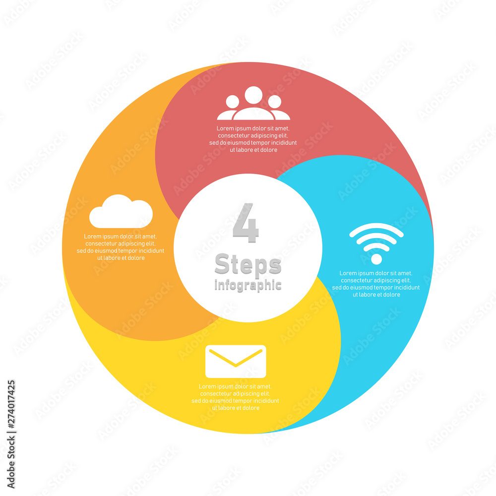 Wall mural round spiral infographic template for circle diagram, options, web design, graph. business concept w