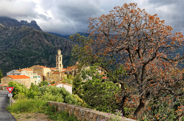 Fototapeta na wymiar Montemaggiore village entrance in Calvi area, Corsica