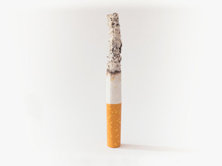 cigarette butt on white background extra space