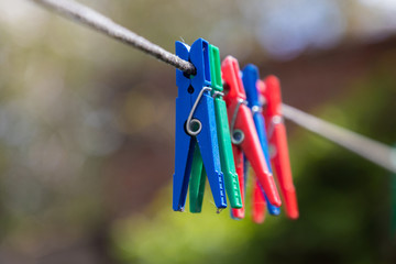 coloured linen clips applied to the linen stripe