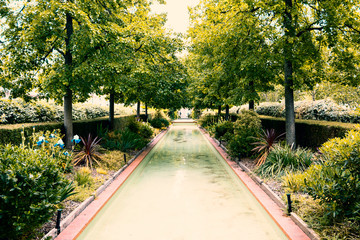 Paris, France - Coulee Verte Rene-Dumont - April 2019: Old green elevated promenade in Paris, France. Footpath from Bastille to the Bois De Vincennes