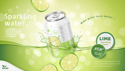 Lime flavor sparkling water