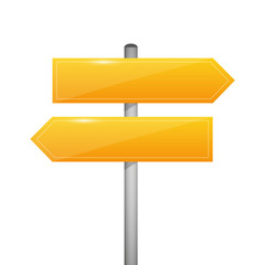 yellow blank direction signpost sign arrow left and right vector illustration EPS10