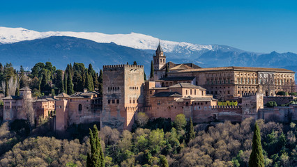 Fototapeta na wymiar View of Alhambra Palace in Granada, Spain in Europe
