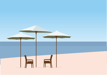 beach view with the umbrella for background illustration