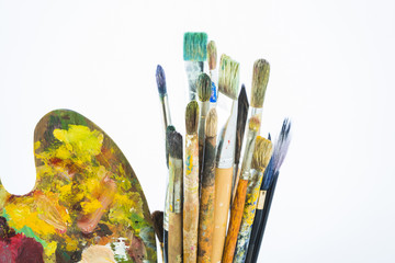 Obraz premium Dirty brushes group with palette