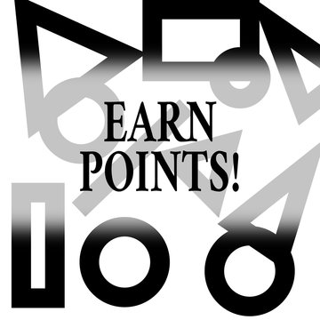 Conceptual hand writing showing Earn Points. Business photo text collecting scores in order qualify to win big prize Different Geometric Shapes on Outlined Scattered on White Surface.