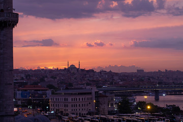 Fototapeta na wymiar Istanbul Sunset Landscape , Blue Mosque and Sunset