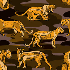 leopard hand drawn seamless pattern