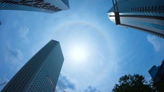 東京　ハロ現象　新宿　タイムラプス　回転撮影　太陽と虹　2019年6月18日