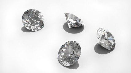 Luxury diamonds on whte backgrounds - clipping path. 3D rendering model