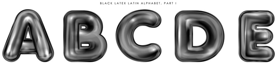 Black latex inflated alphabet symbols A-B-C-D-E