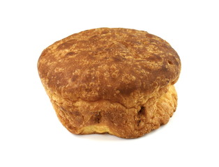 Cream puff with filling , isolated on white background.