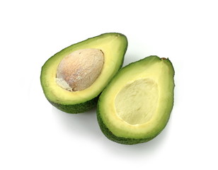 sliced avocado isolated on white background,