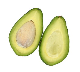 sliced avocado isolated on white background,