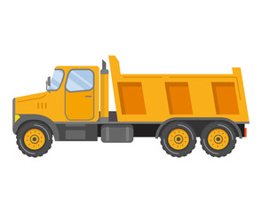 Construction equipment dumper truck. Tipper car side view. Commercial truck.Vehicles freight transportation.Isolated flat vector.Tipper lorry .Flat vector.