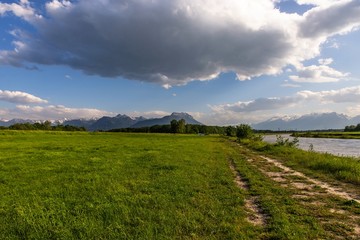 Landscape on river bank, Koblach.