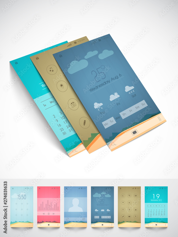 Poster brochure and template for mobile user interface.