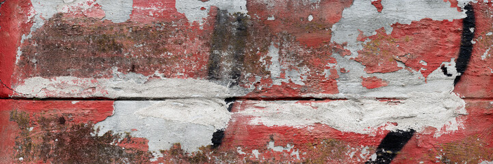 Texture of old gray and red concrete wall as an grunge background