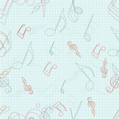 Seamless pattern with musical notes.