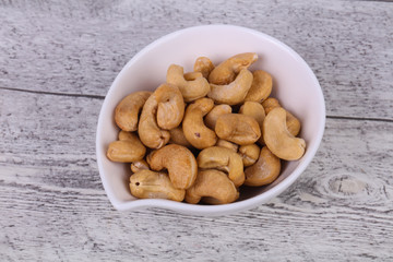 Cashew nuts heap in the bowl