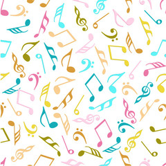 Musical notes with seamless pattern.