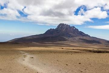 Fototapeta na wymiar Scenic landscape of Kilimanjaro mountain with rocky Mawenzi peak