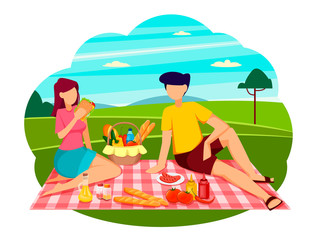 Summer picnic concept. Romantic couple.