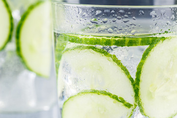 Infused water with cucumber and ice