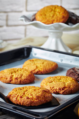 close-up of Crinkle cookies. Cracked lemon biscuits