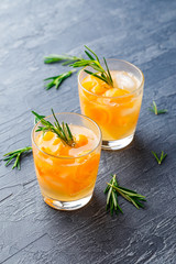 Summer drinks, rosemary aprcot cocktails.