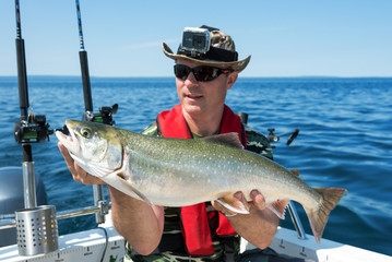 Arctic char fishing in summer scenery