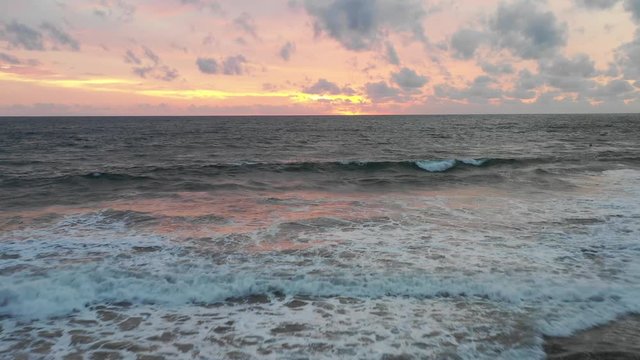 Drone footage flying over Canggu, Bali during sunset.
