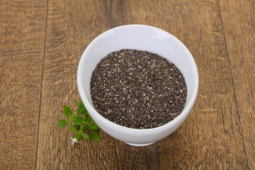 Dietary Chia seeds in the bowl