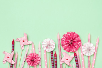 Colorful birthday party background with candles