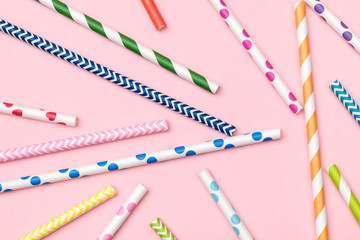 Closeup of drinking straws for party