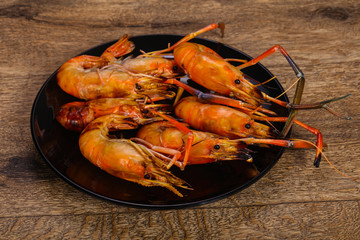 Grilled water prawn in the plate
