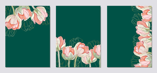 Elegant floral invite set modern card in tulips
