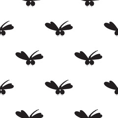Black dragonfly seamless pattern. Can be used as wallpaper, wrapping paper, textiles