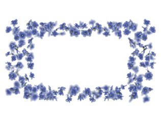 Watercolor blue flower frame background. Digital painting