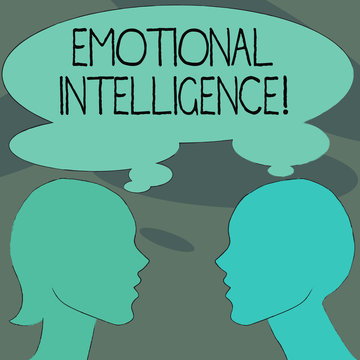 Handwriting text Emotional Intelligence. Concept meaning Ability to identify and analysisage own and other emotions Silhouette Sideview Profile Image of Man and Woman with Shared Thought Bubble.