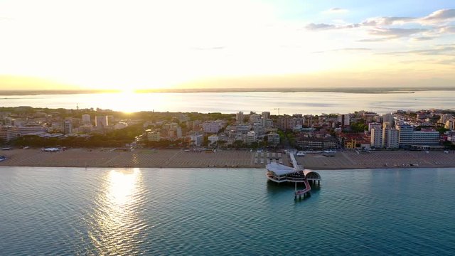 Lignano Sabbiadoro at the Adriatic sea coastline in Italy, Europe during summer.