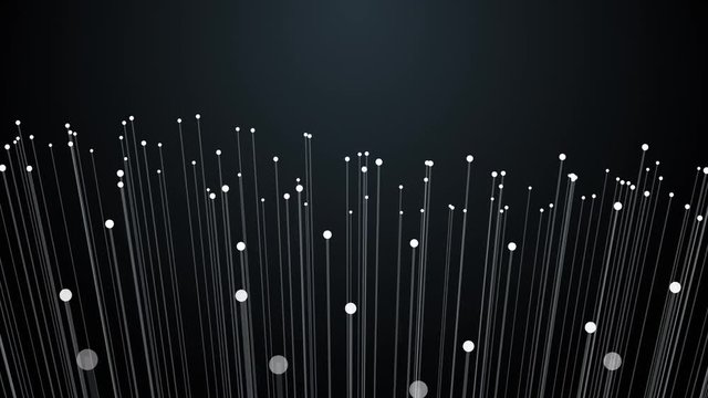 Abstract computer generated geometrical animation, amorphous shape from dots and lines, abstract animation of future shape, 4K animation for web or presentation
