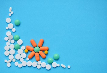 pills on white background