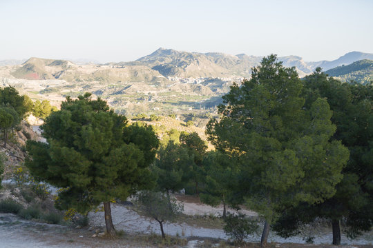 Beautiful alpine landscape, green mountain enviroment and blue sky in a sunny day