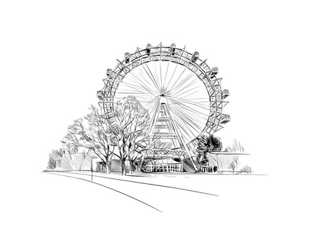 Ferris Wheel Vector Drawing Stock Vector  Illustration of graphic ferris  150895262