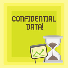 Handwriting text writing Confidential Data. Concept meaning term that typically represents them as classified Successful Growth Chart with Arrow Going Up and Hourglass with Sand Sliding.